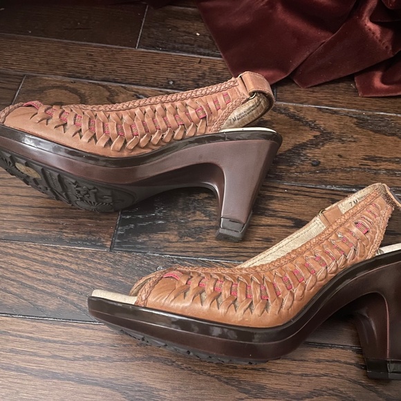 Jambu 'Sonya' Genuine Leather Slingback Open Toe Sandal - Brown/Pink - 7 - Picture 3 of 9